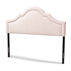 Baxton Studio Rita Modern and Contemporary Light Pink Velvet Fabric Upholstered Queen Size Headboard